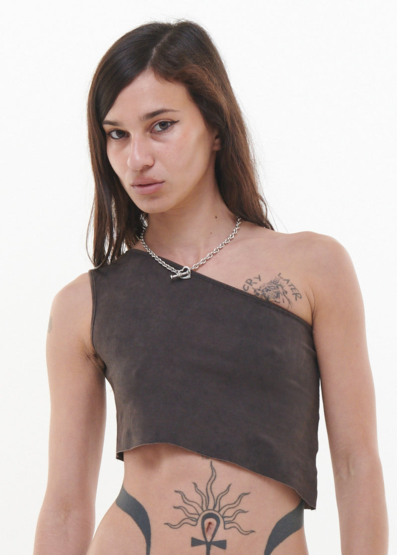 one shoulder top - CHARCOAL **SECONDS STOCK