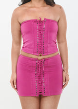 lace up corset - fuschia