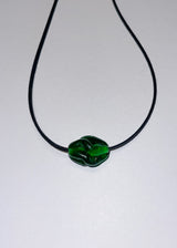 Glass SWIRL necklace / black / green
