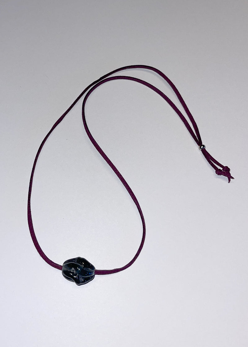 Glass SWIRL necklace / purple / grey