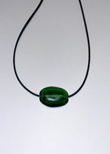 Glass OVAL necklace / black / green