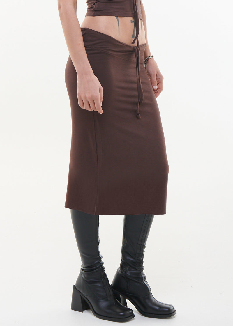 Midi Low waist skirt - COFFEE