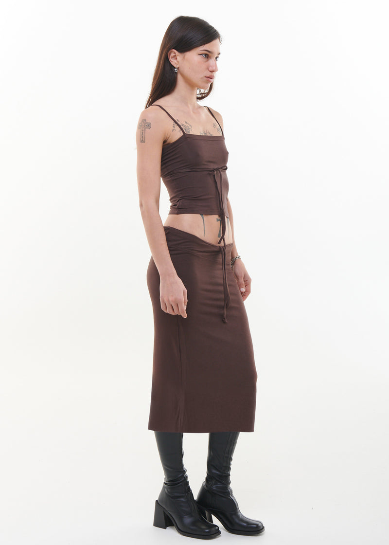 Midi Low waist skirt - COFFEE