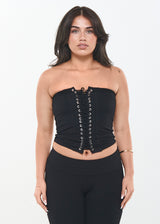 lace up corset - onyx