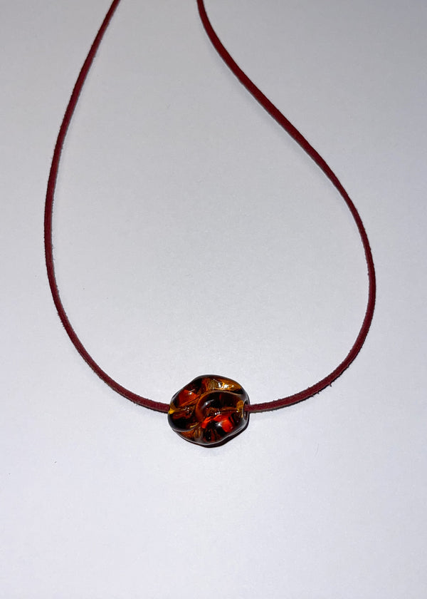 Glass SWIRL necklace / maroon / brown