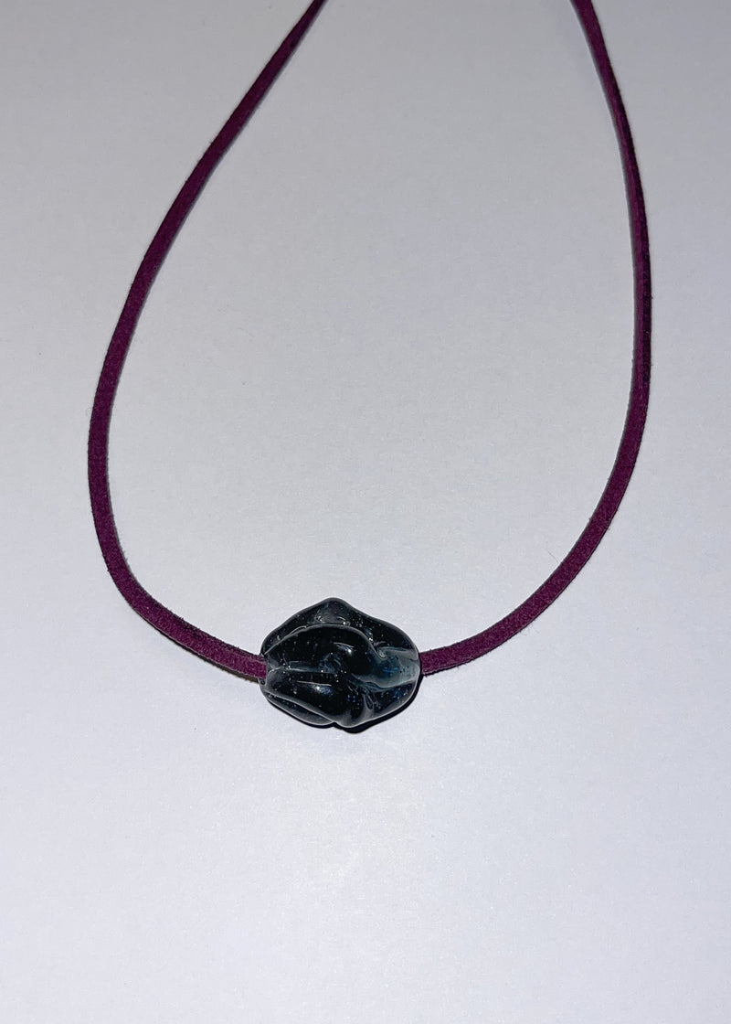 Glass SWIRL necklace / purple / grey