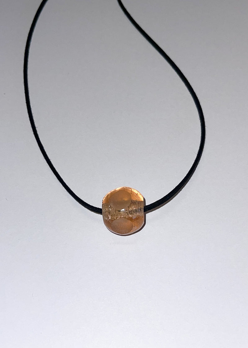 Glass Circle necklace / black / peach