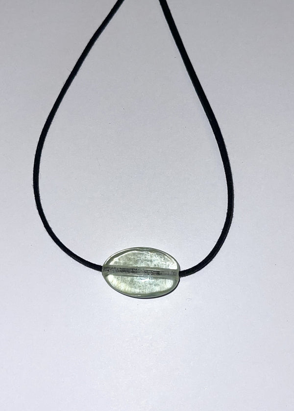 Glass OVAL necklace / black / clear