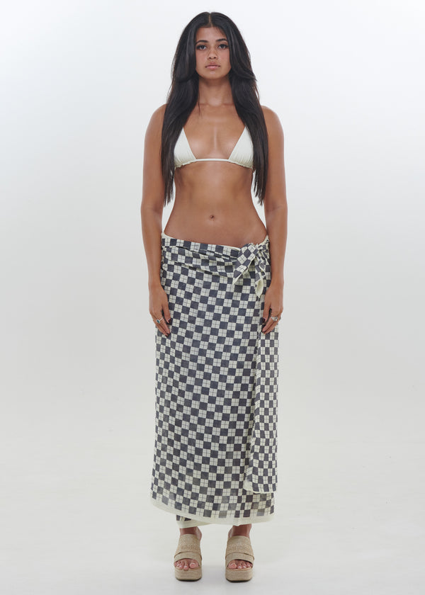 Charcoal Checkers Sarong by Snakes and Shanti in 100% Cotton - Perfect for Beach and Resort Wear