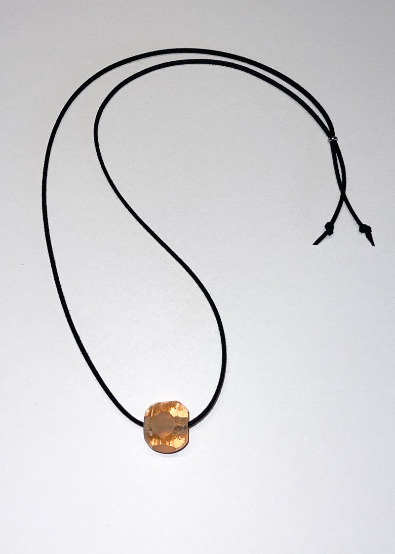 Glass Circle necklace / black / peach