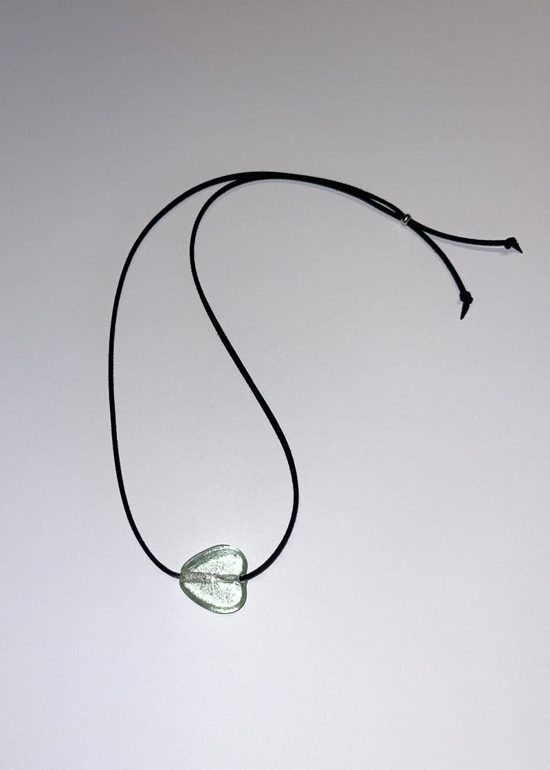 HEART - Glass necklace / black / clear