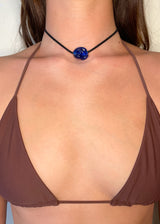 Glass SWIRL necklace / black / blue