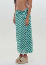 Green Checkers Sarong by Snakes and Shanti in 100% Cotton - Perfect for Beach and Resort Wear