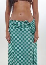 Green Checkers Sarong by Snakes and Shanti in 100% Cotton - Perfect for Beach and Resort Wear