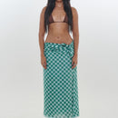 Green Checkers Sarong by Snakes and Shanti in 100% Cotton - Perfect for Beach and Resort Wear