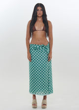 Green Checkers Sarong by Snakes and Shanti in 100% Cotton - Perfect for Beach and Resort Wear