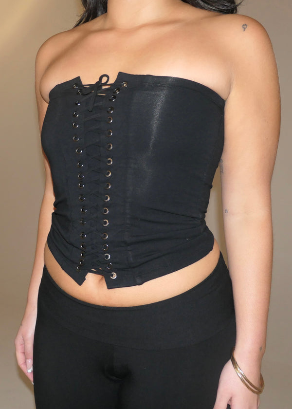 lace up corset - onyx