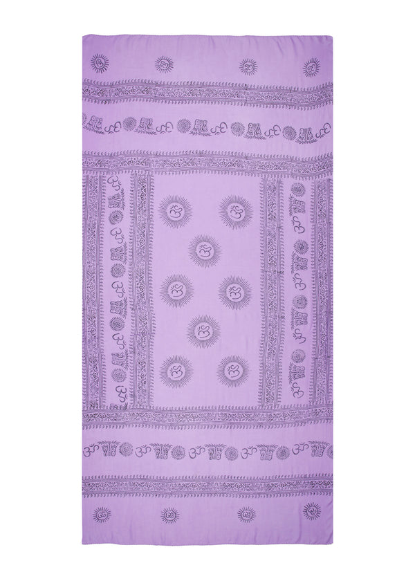 Lavender Om Sarong by Snakes and Shanti in 100% Cotton - Perfect for Beach and Resort Wear