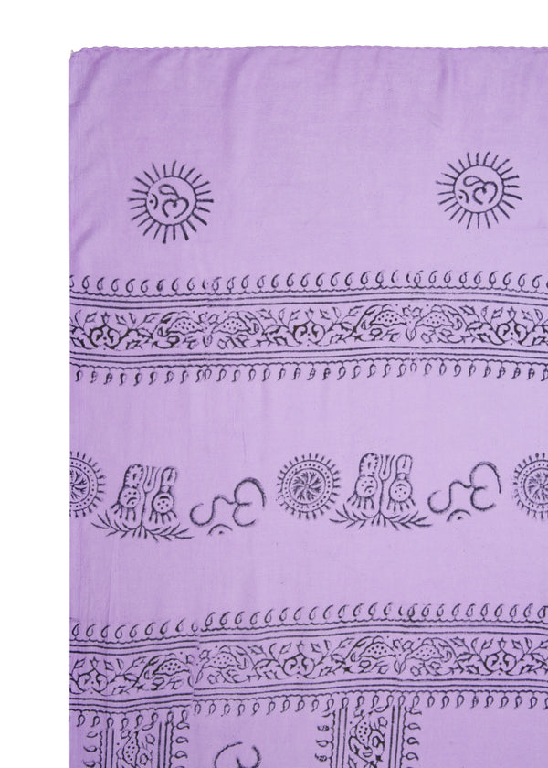 Lavender Om Sarong by Snakes and Shanti in 100% Cotton - Perfect for Beach and Resort Wear