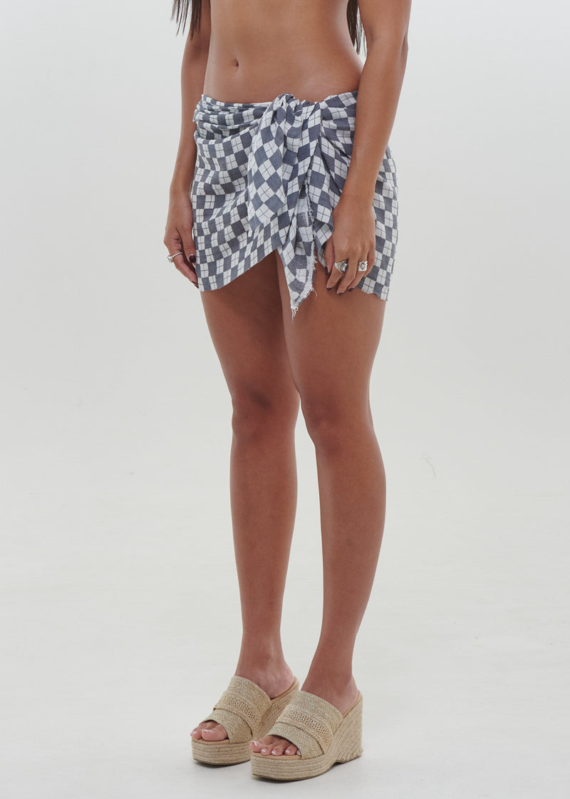 Mini Charcoal Checkers Sarong by Snakes and Shanti in 100% Cotton - Perfect for Beach and Resort Wear