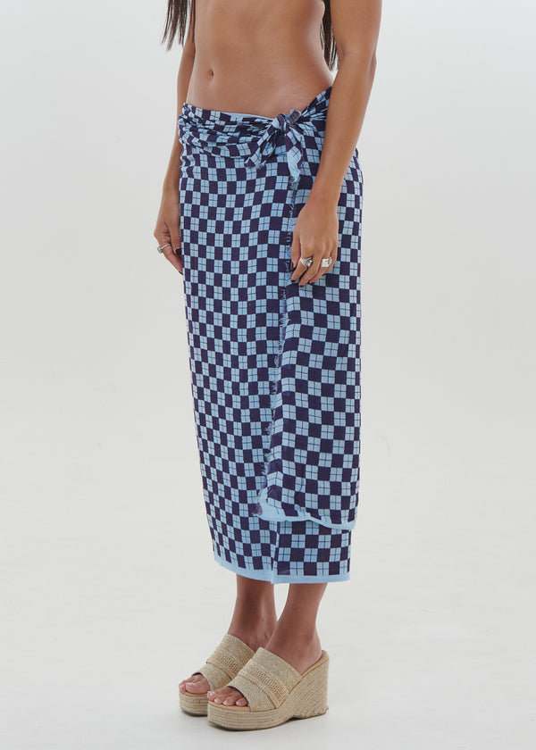 Navy Checkers Sarong by Snakes and Shanti in 100% Cotton - Perfect for Beach and Resort Wear