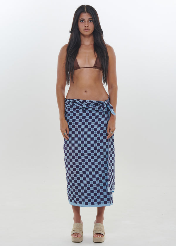 Navy Checkers Sarong by Snakes and Shanti in 100% Cotton - Perfect for Beach and Resort Wear