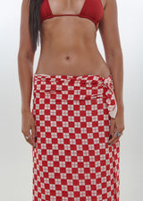 Red Checkers Sarong by Snakes and Shanti in 100% Cotton - Perfect for Beach and Resort Wear