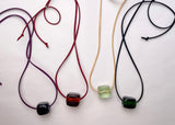 CUBE - Glass necklace / maroon / grey