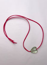 HEART - Glass necklace / black / green
