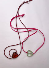 HEART - Glass necklace / pink / clear