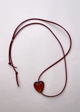HEART - Glass necklace / maroon / brown