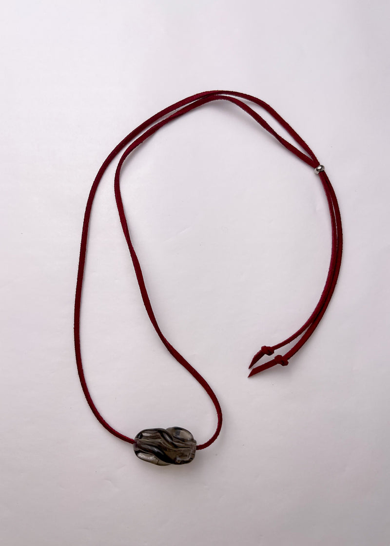 SWIRL - Glass necklace / maroon / gray