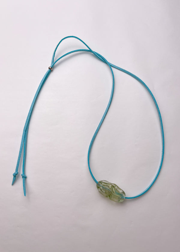 SWIRL - Glass necklace / blue / clear