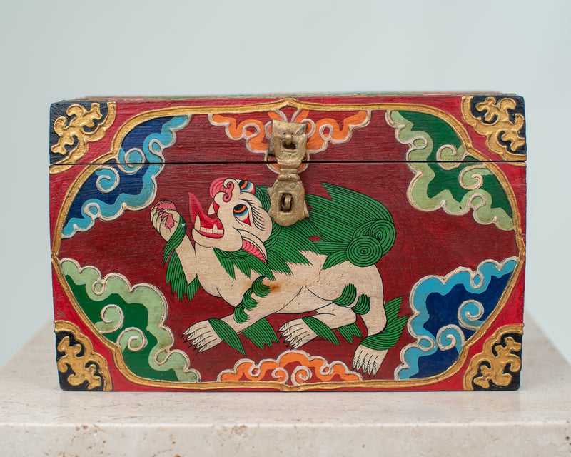 TIBETAN LION & LOTUS BOX