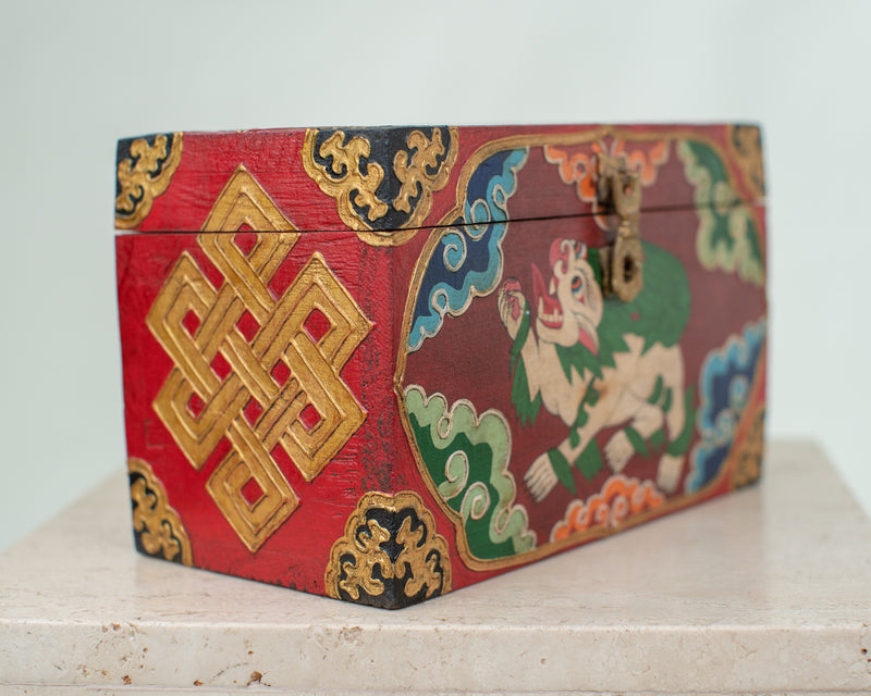 TIBETAN LION & LOTUS BOX
